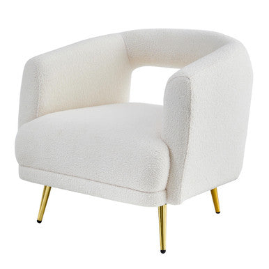 Bonnell Boucle Accent Chair with Gold Legs - Cream White