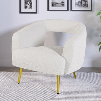 Bonnell Boucle Accent Chair with Gold Legs - Cream White - Lifestyle