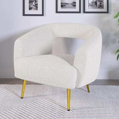 Bonnell Boucle Accent Chair with Gold Legs - Cream White - Lifestyle