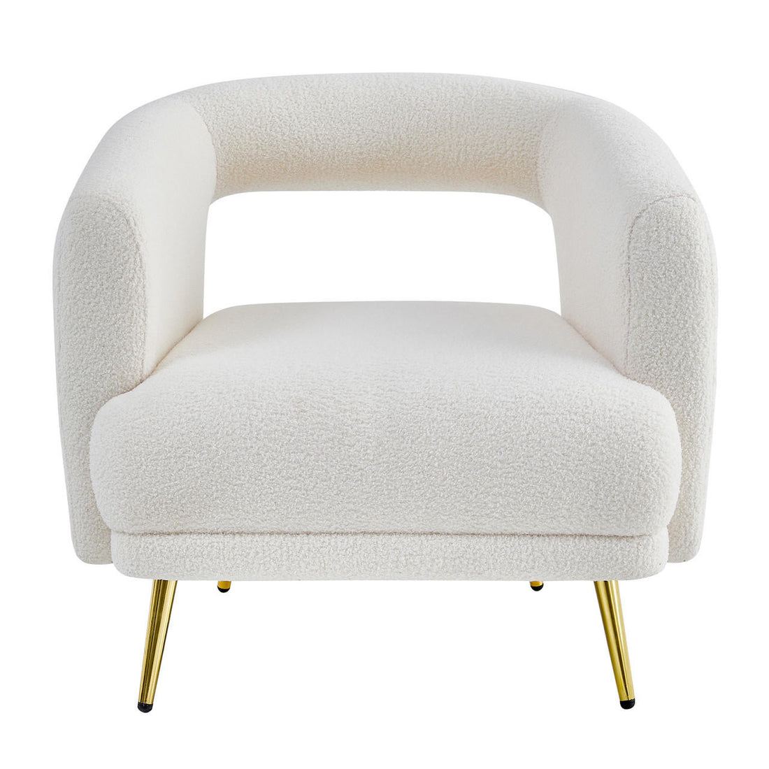 Bonnell Boucle Accent Chair with Gold Legs - Cream White