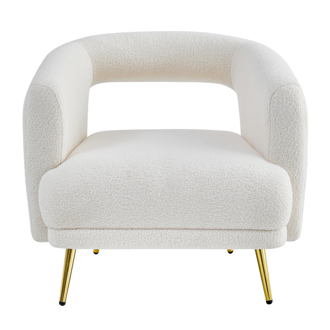 Bonnell Boucle Accent Chair with Gold Legs - Cream White