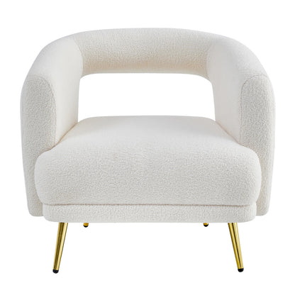 Bonnell Boucle Accent Chair with Gold Legs - Cream White