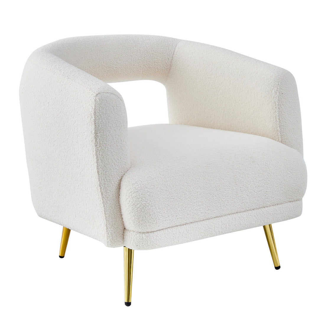 Bonnell Boucle Accent Chair with Gold Legs - Cream White