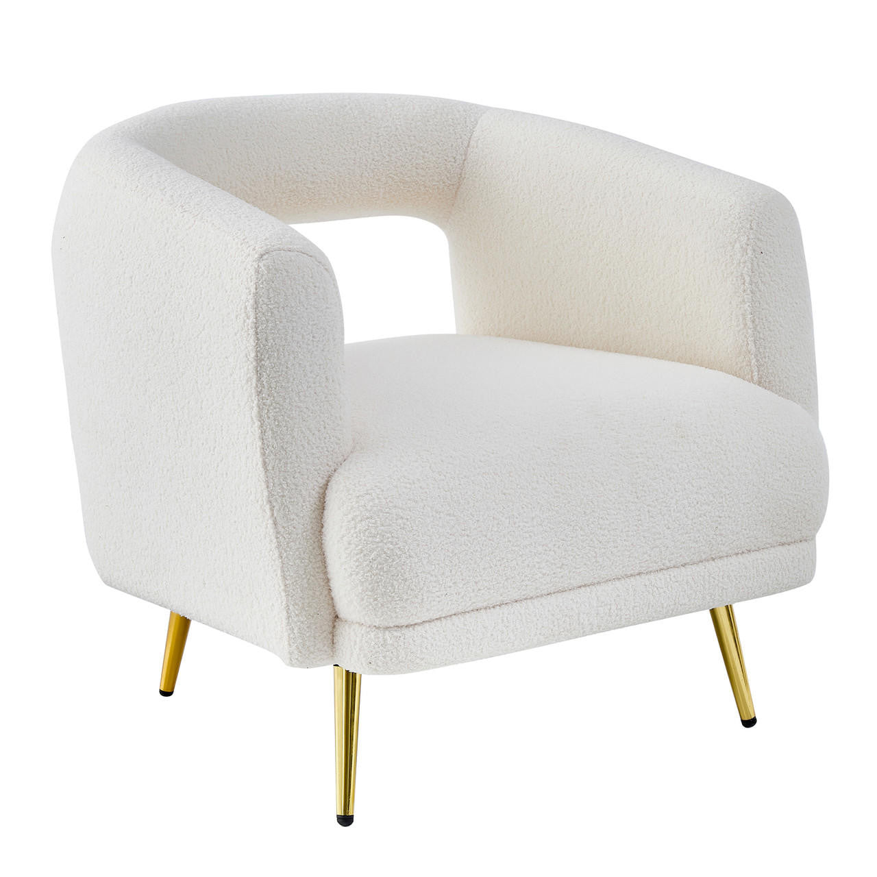 Bonnell Boucle Accent Chair with Gold Legs - Cream White