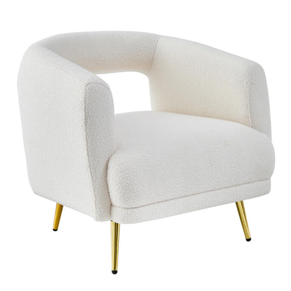 Bonnell Boucle Accent Chair with Gold Legs - Cream White