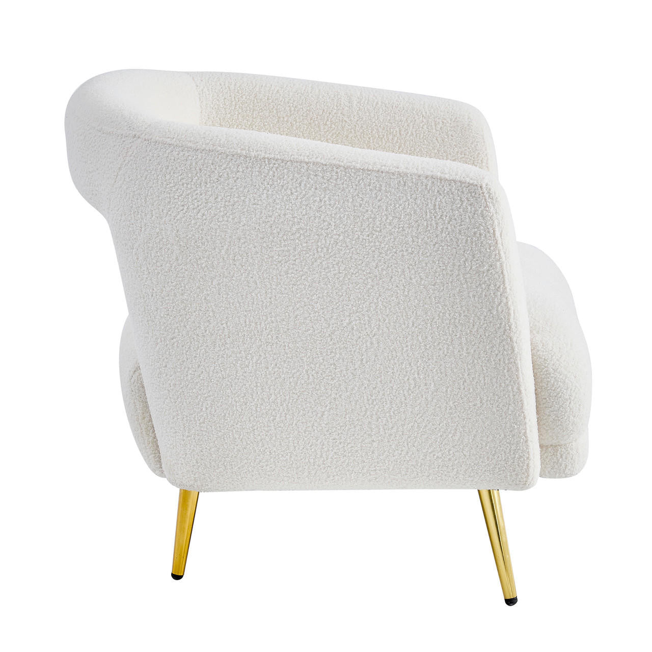 Bonnell Boucle Accent Chair with Gold Legs - Cream White