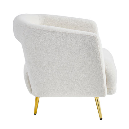 Bonnell Boucle Accent Chair with Gold Legs - Cream White