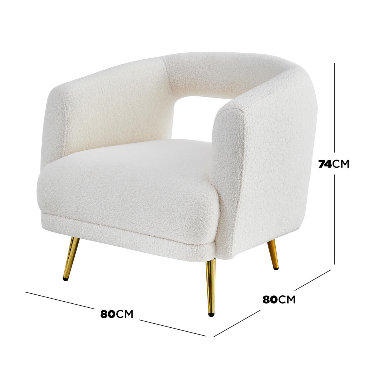 Bonnell Boucle Accent Chair with Gold Legs - Cream White