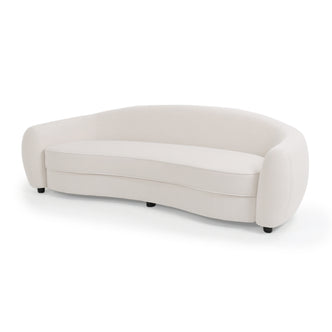 Contemporary curved white sofa on white background