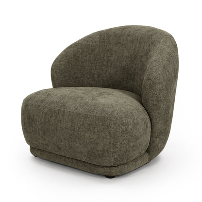 Caroline Chenille Curved Accent Chair in Moss Green