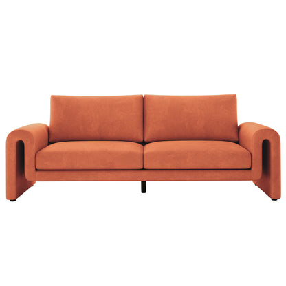 Celyn 3 Seater Velvet Upholstered Sofa Burnt Orange
