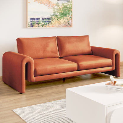 Celyn 3 Seater Velvet Upholstered Sofa Burnt Orange