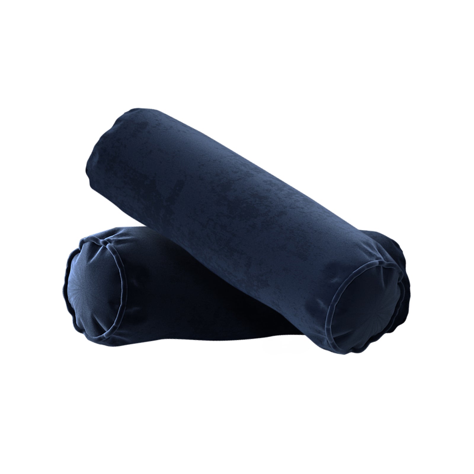 Close-up of the Claude 3 Seater Velvet Sofa with Chaise – Navy Blue, showcasing plush velvet upholstery and one of its round pillows, highlighting its luxurious and comfortable design.