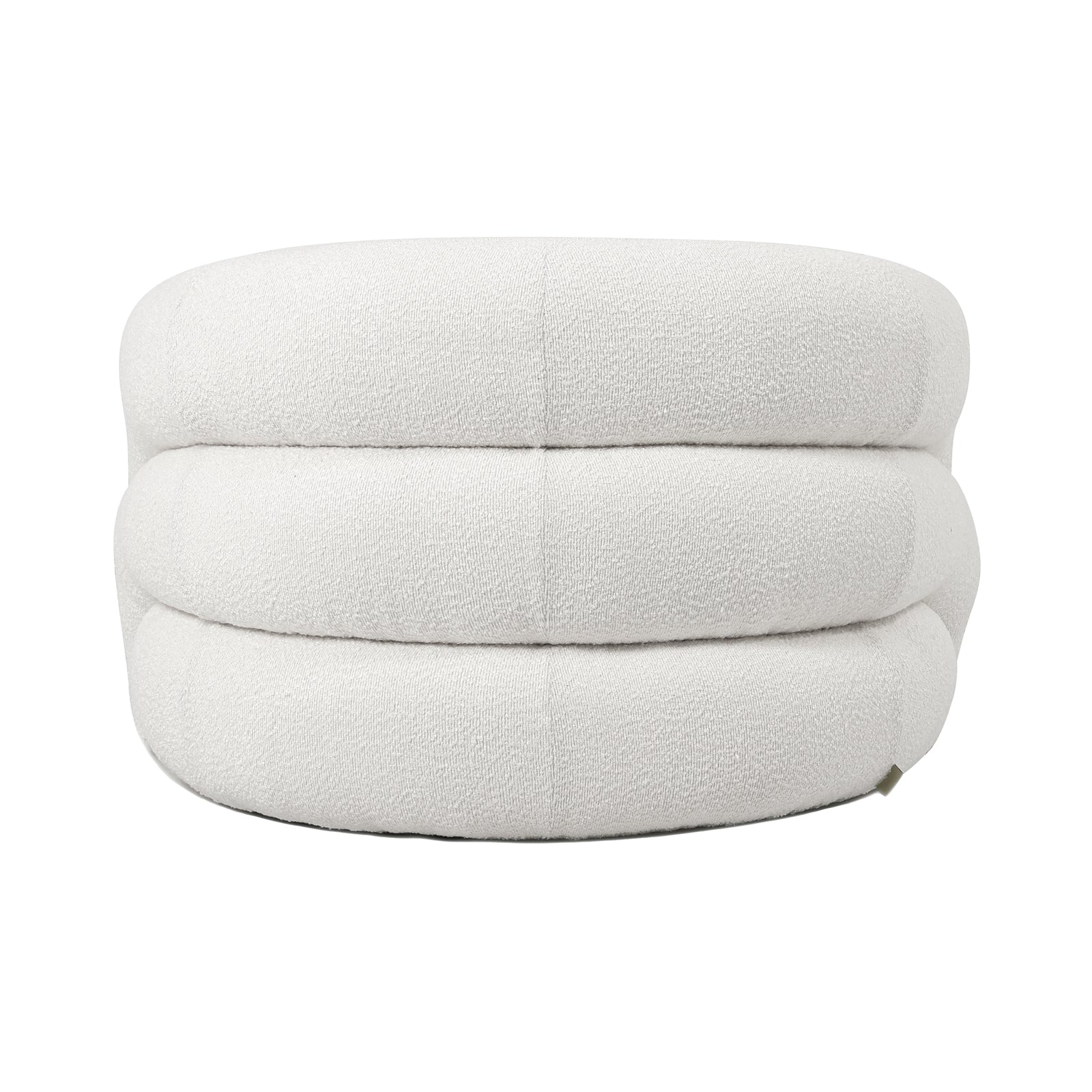 Clioz Boucle Accent Armchair in Eggshell White, showcasing soft, textured boucle fabric and plush cushions, supported by a sturdy wood frame, designed for style and comfort in modern living spaces.