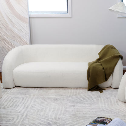 Lifestyle image of  Clioz Bouclé 4 Seater Curved Lounge Package Eggshell White