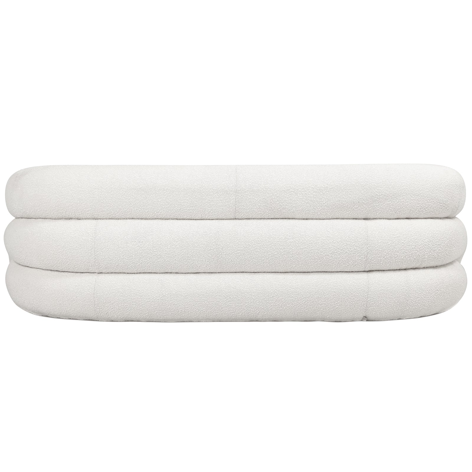 Back View of Clioz Bouclé 4 Seater Curved Lounge Package - Eggshell White