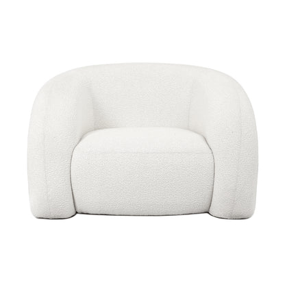 Front View of Clioz Bouclé 4 Seater Curved Lounge Package - Eggshell White