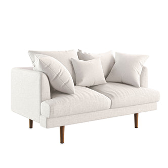 Colton 2 Seater Fabric Sofa Cream White featuring sleek design, plush cushions, and sturdy wooden legs, perfect for modern homes, providing comfort and style for any living space.