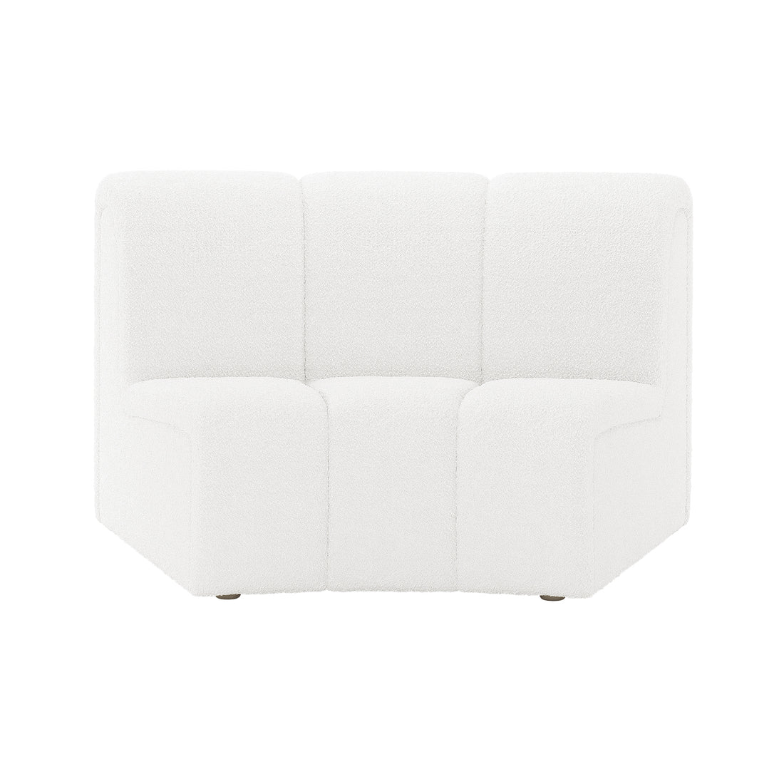 Corina 4 Seater Modular Boucle Sofa in Cream White, featuring a three-seat corner unit with boucle fabric. Designed for seamless integration with other modules to create a customizable sectional arrangement.