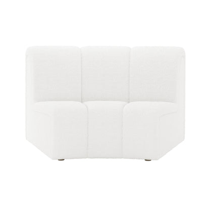 Corina 4 Seater Modular Boucle Sofa in Cream White, featuring a three-seat corner unit with boucle fabric. Designed for seamless integration with other modules to create a customizable sectional arrangement.