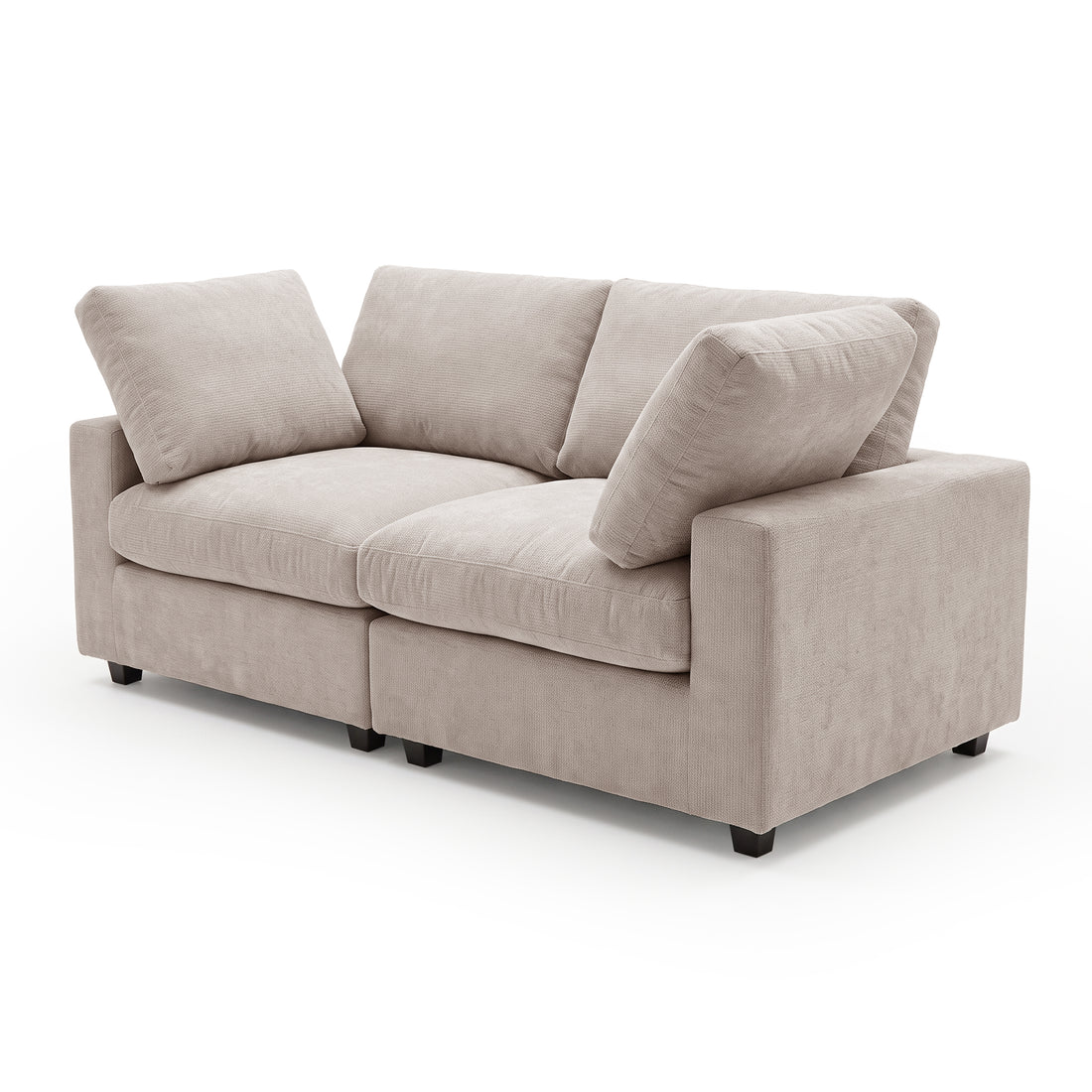 Light beige sectional sofa on white background