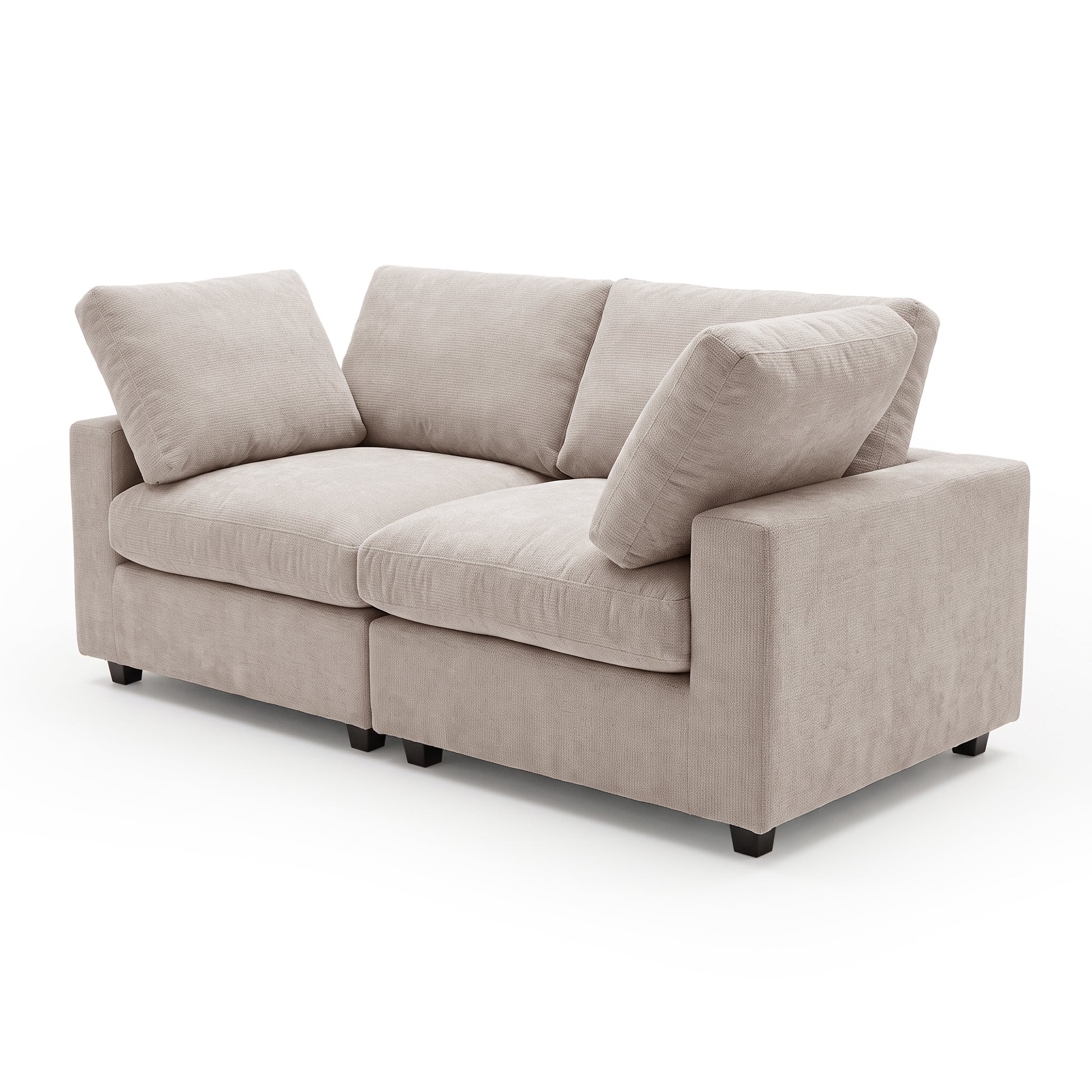 Light beige sectional sofa on white background