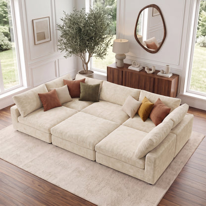 Cream sectional sofa in a bright modern living room