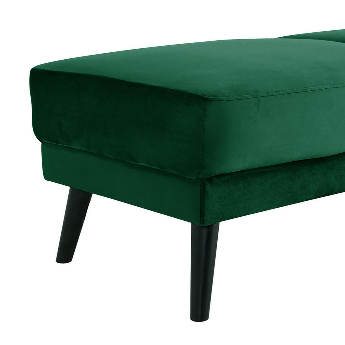 Esben 6-Seater Velvet Sofa Bed Set with Ottoman in Dark Forest Green, showcasing its solid wooden legs and plush cushions, emphasizing its Scandinavian and contemporary design appeal.