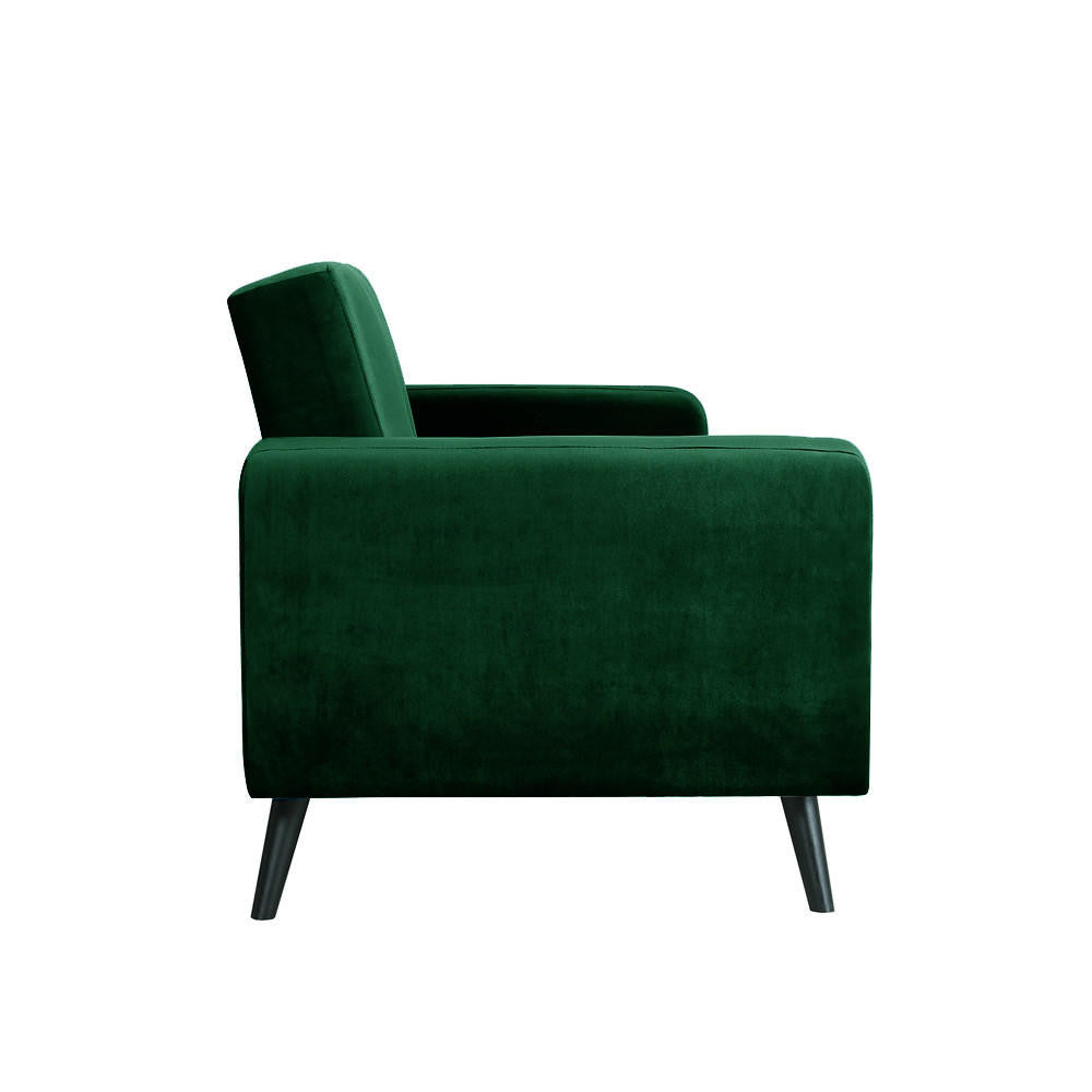 Esben 6-Seater Velvet Sofa Bed Set with Ottoman, highlighting its design and armrest, showcasing a stylish and functional piece suitable for versatile home decor.