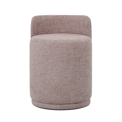 Close-up of the Hiboa Chenille Ottoman Stool in Light Pink, showcasing its plush chenille upholstery and thick cushioning, perfect for use as a seat, footrest, or compact side table.