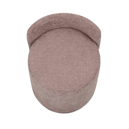 Hiboa Chenille Ottoman Stool in Light Pink, showcasing its plush chenille upholstery and thick cushioning, designed as a versatile piece for seating or as a footrest in modern interiors.
