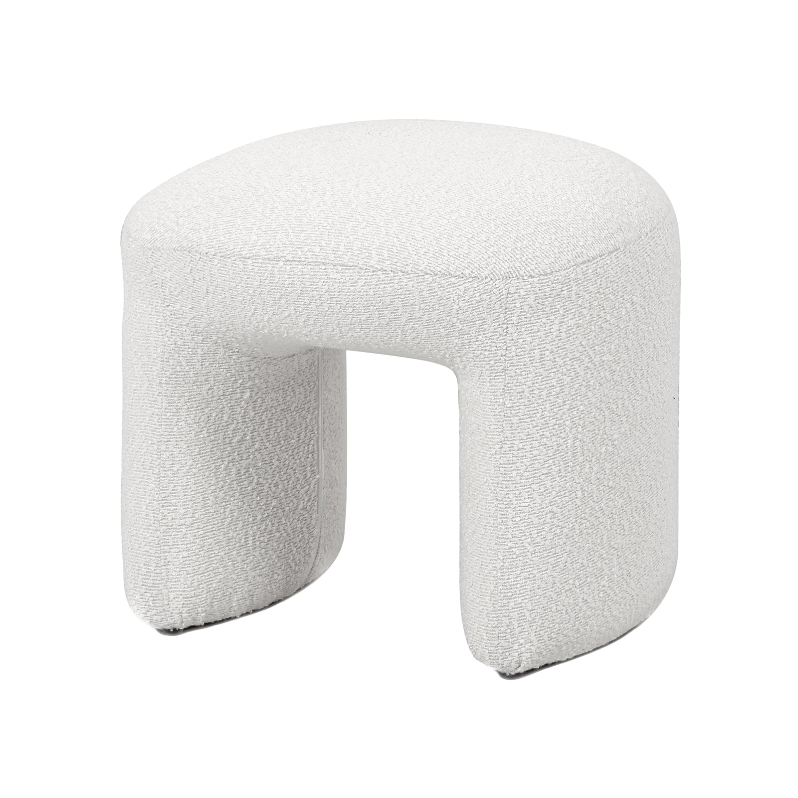 Hirokoz Boucle Ottoman Stool - Eggshell White