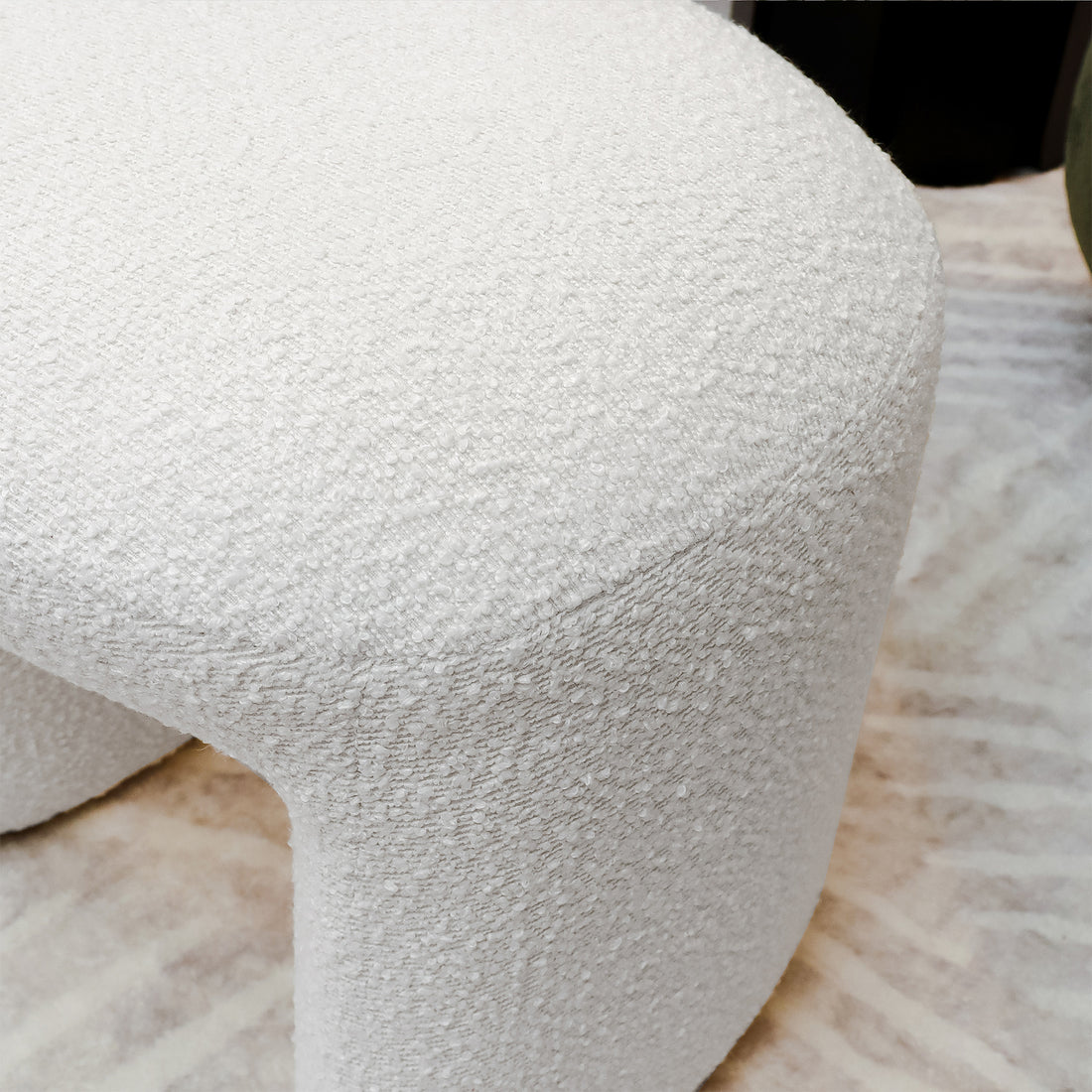 Hirokoz Boucle Ottoman Stool - Eggshell White