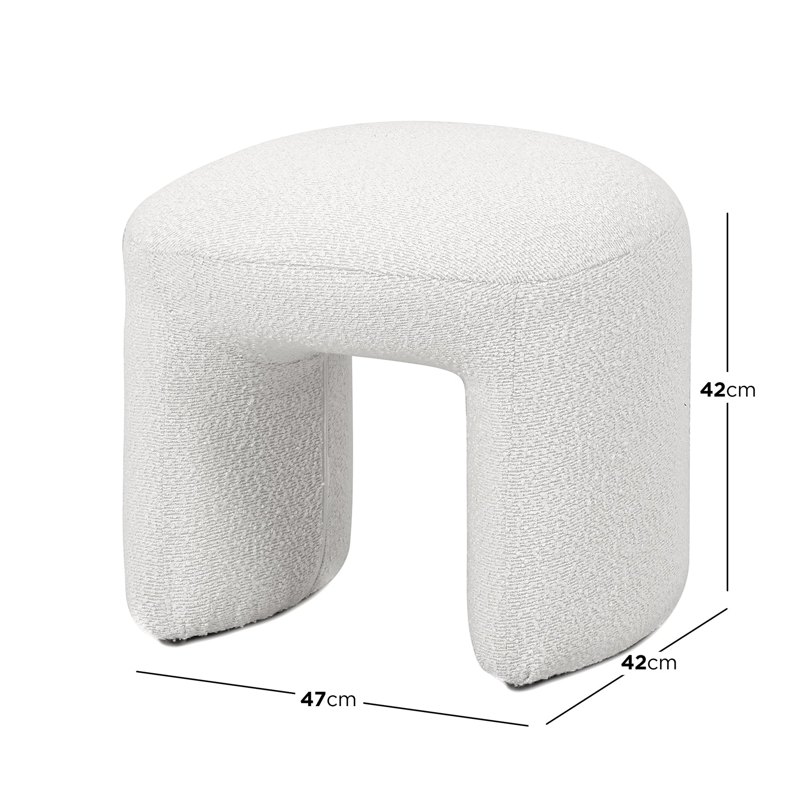 Hirokoz Boucle Ottoman Stool - Eggshell White