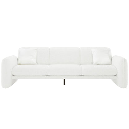 Ivano 4 Seater Boucle Upholstered Sofa - Cream White