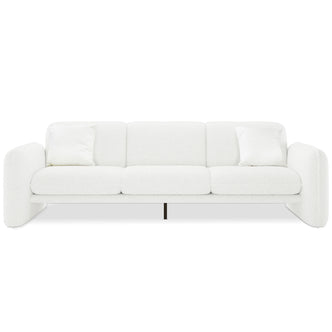 Ivano 4 Seater Boucle Upholstered Sofa - Cream White