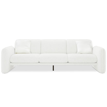 Ivano 4 Seater Boucle Upholstered Sofa - Cream White