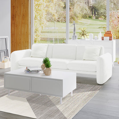 Ivano 4 Seater Boucle Upholstered Sofa - Cream White