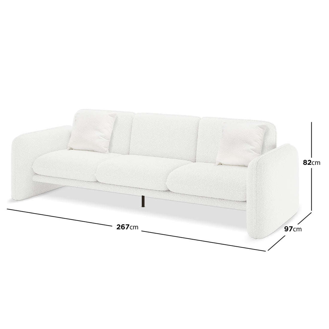Ivano 4 Seater Boucle Upholstered Sofa - Cream White