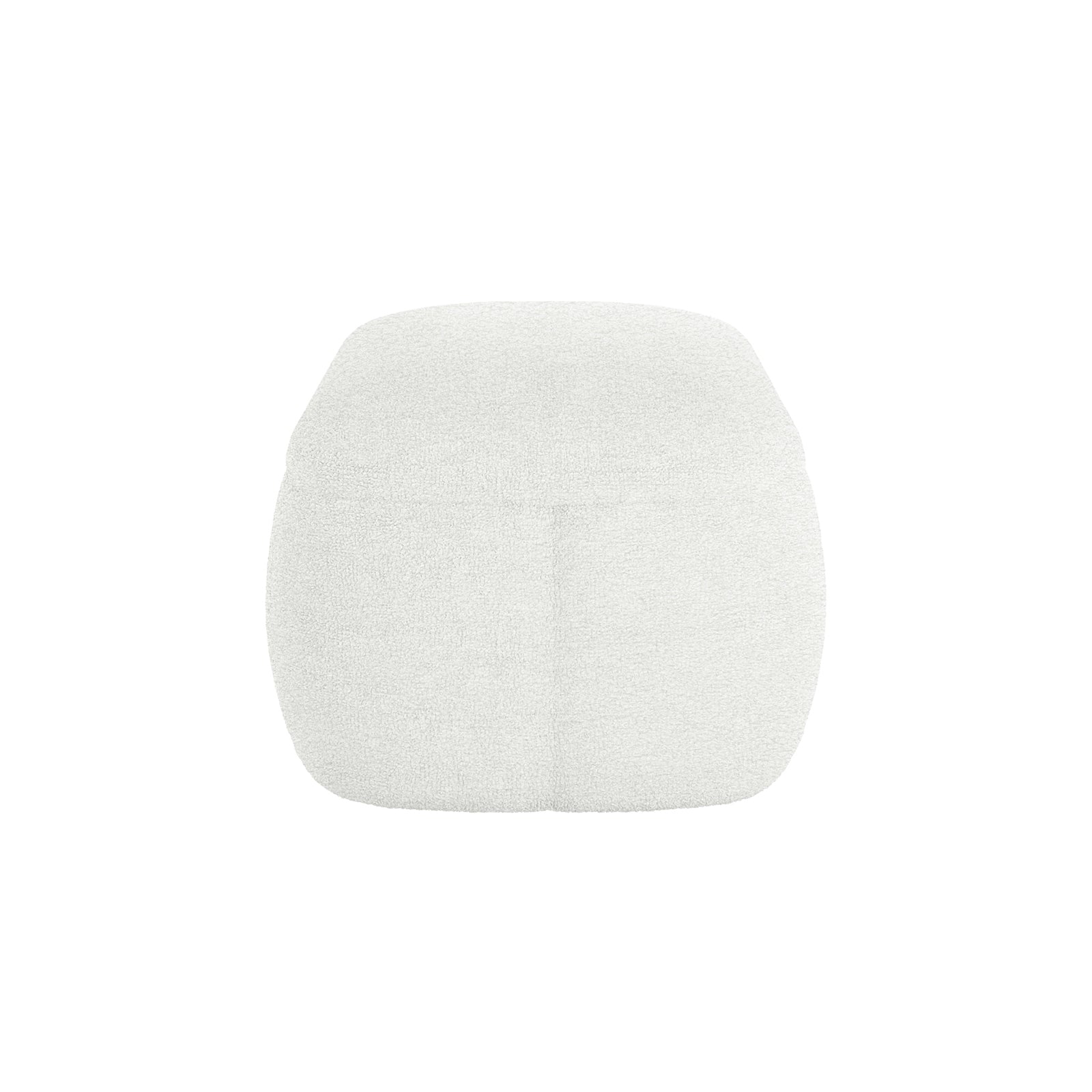 Jamie 110cm Bouclé Ottoman in Cream White, a square, upholstered footstool with soft, textured fabric, ideal for relaxation. Features an expansive surface for resting feet, enhancing comfort and style.