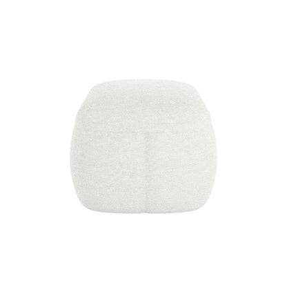Jamie 110cm Bouclé Ottoman in Cream White, a square, upholstered footstool with soft, textured fabric, ideal for relaxation. Features an expansive surface for resting feet, enhancing comfort and style.