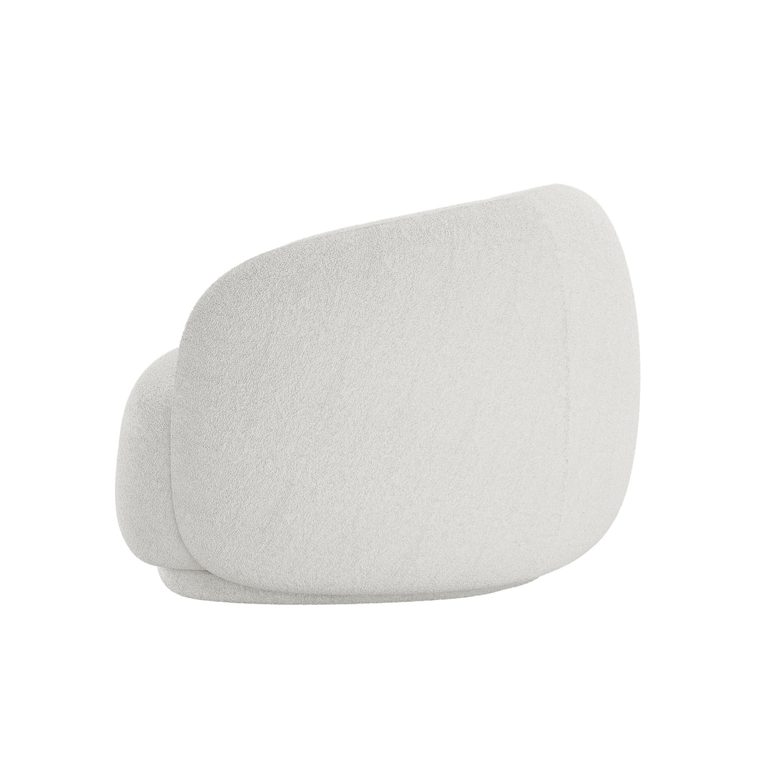 Janelle Boucle Curved Accent Chair – Cream White, showcases a sleek, curved design upholstered in luxurious bouclé fabric with plush padding, offering ergonomic support and modern elegance.