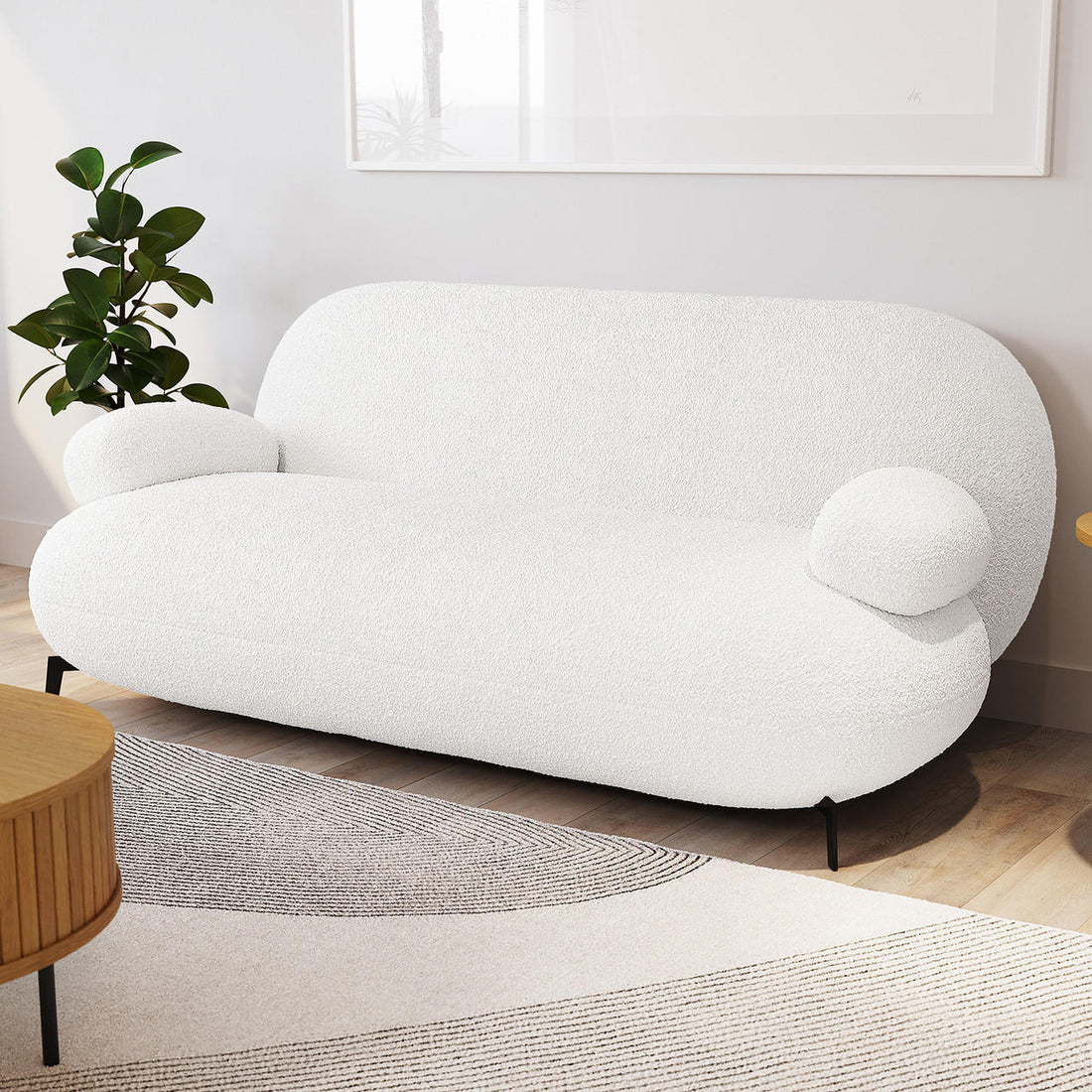 Janie 3 Seater Boucle Sofa - Cream White - Lifestyle