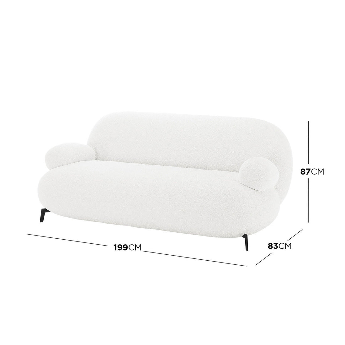 Janie 3 Seater Boucle Sofa - Cream White