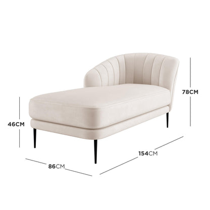 Kaj Velvet Daybed - Left Armrest - Cream