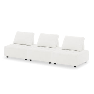 Kazumi 3 Seater Boucle Modular Sofa Set - Cream White