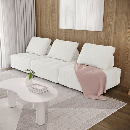 Kazumi 3 Seater Boucle Modular Sofa Set - Cream White - Lifestyle