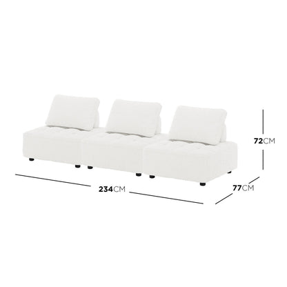 Kazumi 3 Seater Boucle Modular Sofa Set - Cream White