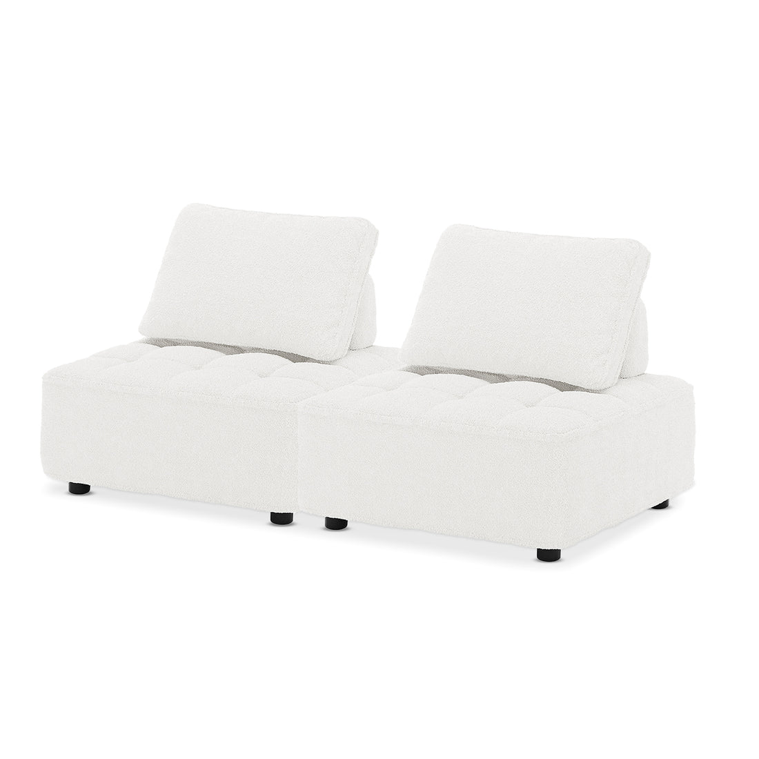 Kazumi 2 Seater Boucle Modular Sofa Set - Cream White
