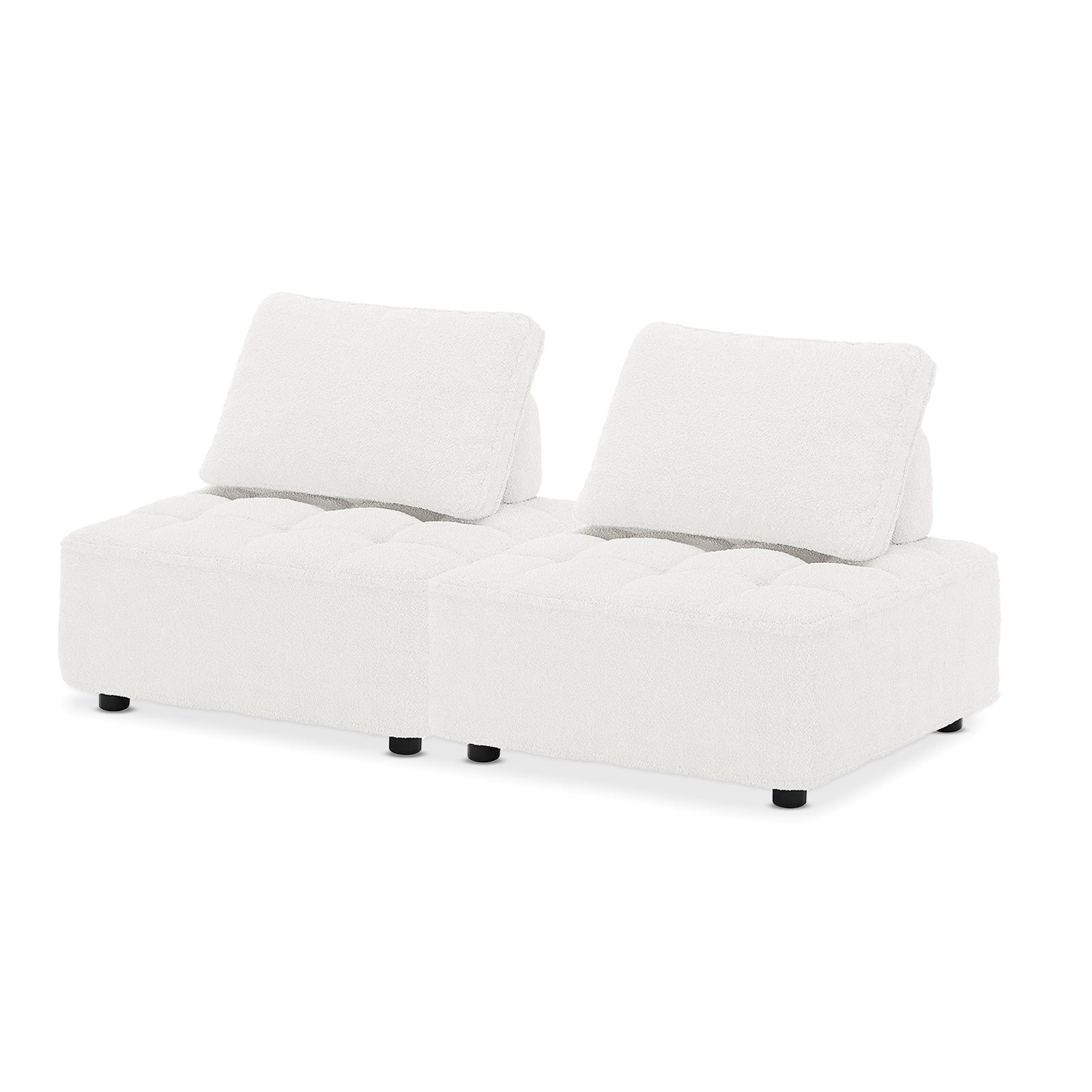 Kazumi 2 Seater Boucle Modular Sofa Set - Cream White